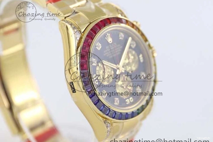 Diamonds YG Edition 1:1 Best Steel YG TWF on YG Dial Daytona A7750 116595RBOW 904L Bracelet Black 0306